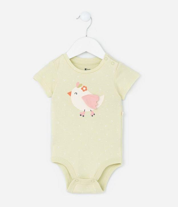 Body Infantil em Suedine com Estampa de Passarinho - Tam RN a 18 Meses - 1