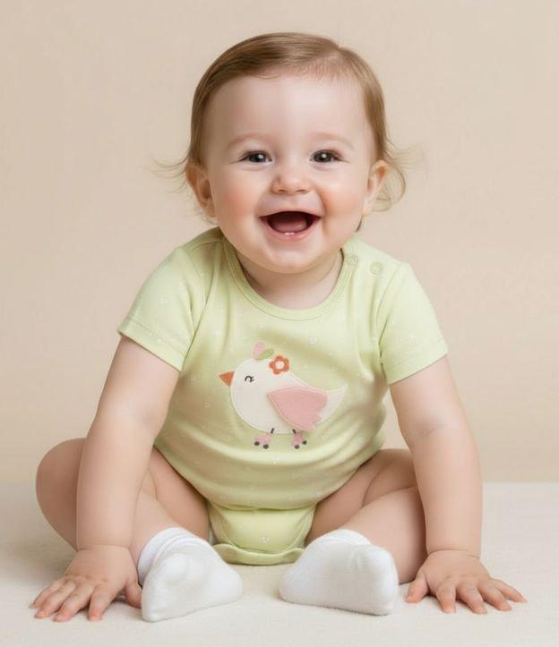 Body Infantil em Suedine com Estampa de Passarinho - Tam RN a 18 Meses - 2