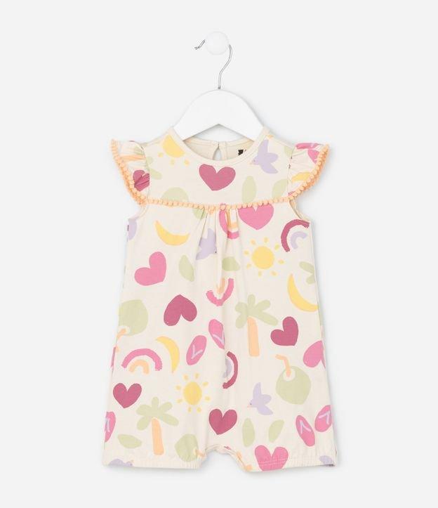 Macaquinho Infantil com Estampa Praia e Babadinhos - Tam RN a 18 meses - 1