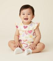 Macaquinho Infantil com Estampa Praia e Babadinhos - Tam RN a 18 meses - 2