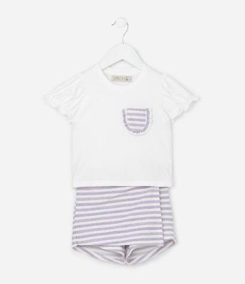 Conjunto Infantil com Estampa de Listras - Tam 1 a 6 Anos