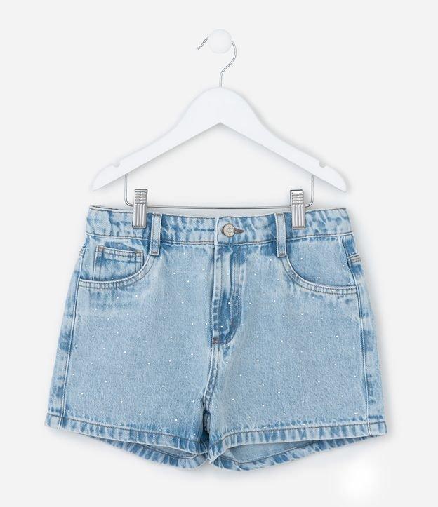 Short Infantil em Jeans Marmorizado com Brilhinhos - Tam 5 a 14 anos - 1