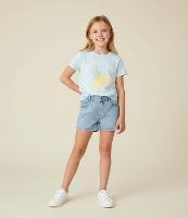 Short Infantil em Jeans Marmorizado com Brilhinhos - Tam 5 a 14 anos - 2