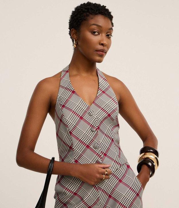 Colete Frente Única em Alfaiataria com Estampa Xadrez - 1