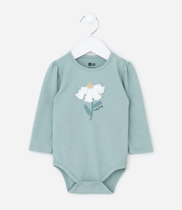 Body Infantil Texturizado com Bordado Flor - Tam 0 a 18 meses - 1