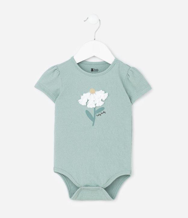 Body Infantil Texturizado com Bordado de Flor - Tam 0 a 18 meses - 1