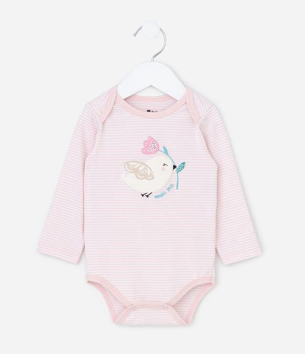 Body Infantil com Estampa Pássaro e Flor - Tam RN a 18 meses - 1
