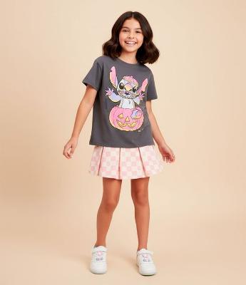 Camiseta Comfort Infantil com Estampa Stitch Halloween - Tam 5 a 14 Anos