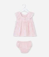 Vestido Infantil em Broderie com Babadinhos e Calcinha - Tam 3 a 18 Meses - 1