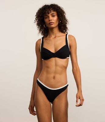 Biquíni Calcinha Asa Delta Fio em Microfibra Texturizada Bicolor