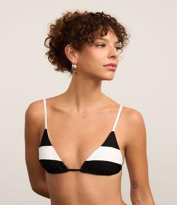 Biquíni Top Cortininha em Microfibra Canelada Bicolor