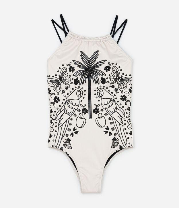 Maiô Infantil com Alças Duplas e Estampa Coqueiro - Tam 5 a 14 Anos - 1