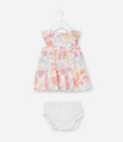 Vestido Infantil em Tricoline Babado e Calcinha - Tam 3 a 18 Meses - 1
