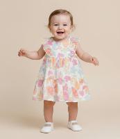 Vestido Infantil em Tricoline Babado e Calcinha - Tam 3 a 18 Meses - 2