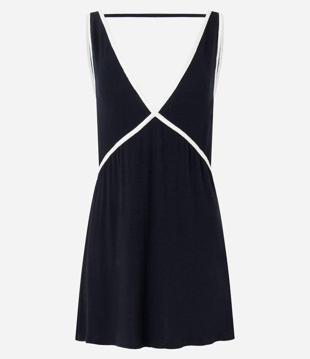 Saída de Praia Vestido em Viscose com Viés Contrastante - 1