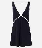 Saída de Praia Vestido em Viscose com Viés Contrastante - 1