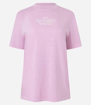 Camiseta em Algodão Estonado com Estampa Out of Office