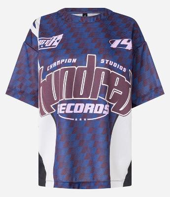 Camiseta Oversized em Tule Sportcore com Estampa Geométrica