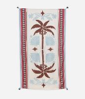 Canga Retangular em Chiffon Estampada de Folhagem e Tassel - 1