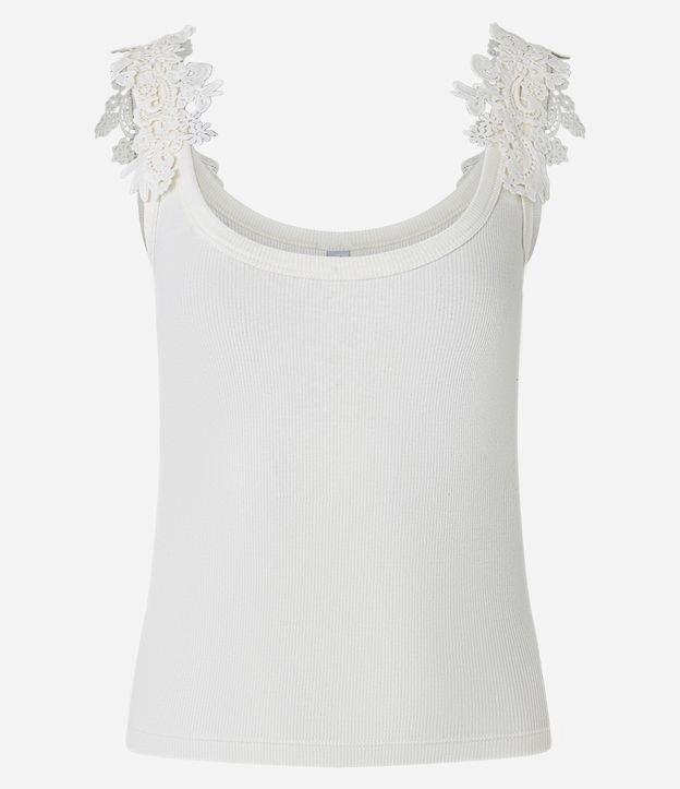 Blusa Regata em Algodão com Aviamento Rendado na Alça - 1
