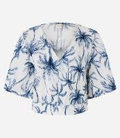 Blusa em Viscolinho com Estampa Coqueiros e Decote V - 1