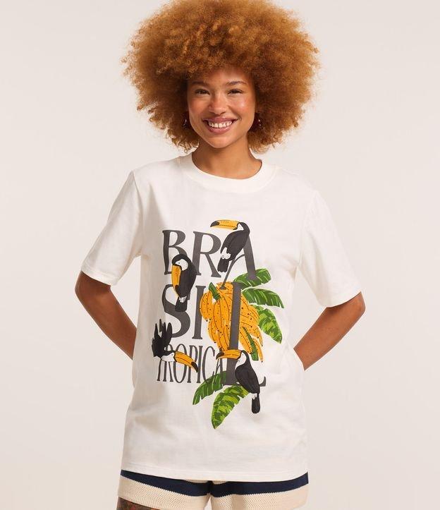 Camiseta Alongada em Algodão com Estampa Brasil Tropical - 2