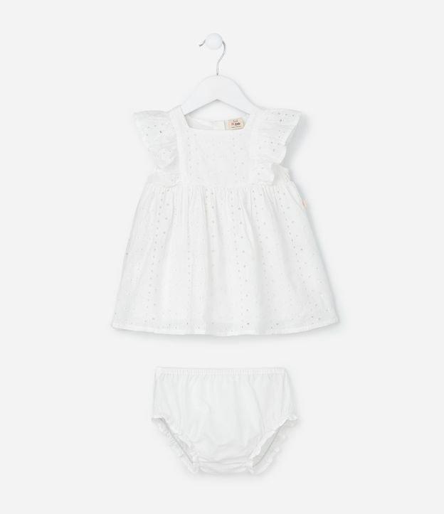 Vestido Infantil em Broderie com Babado e Calcinha - Tam 3 a 18 meses - 1