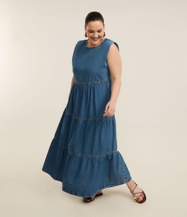 Vestido Midi em Jeans com Babados Curve & Plus Size - 1