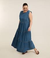 Vestido Midi em Jeans com Babados Curve & Plus Size - 1