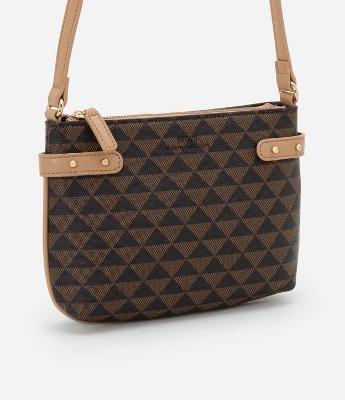 Bolsa Transversal Pequena com Estampa de Triângulo