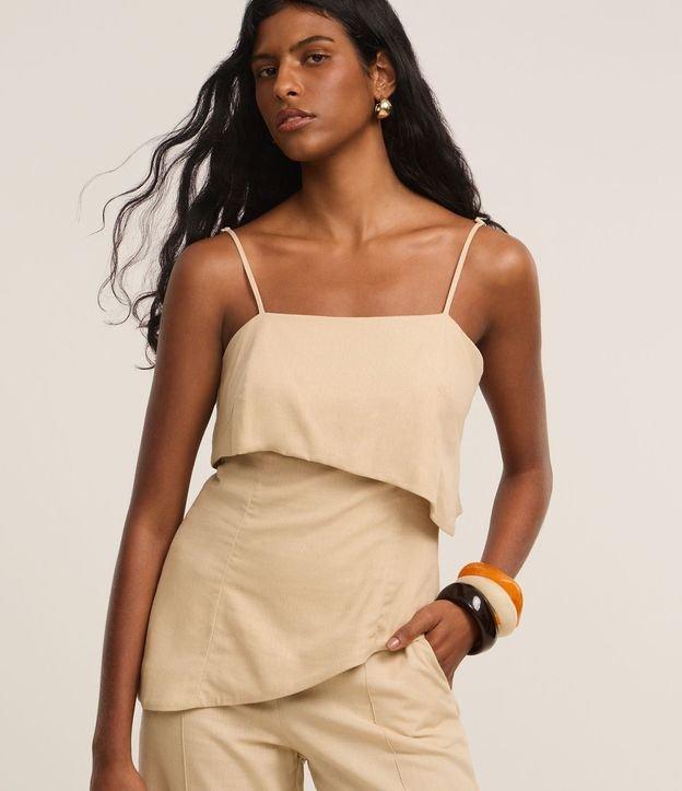 Blusa de Alça em Viscolinho com Decote Reto Virado - 2