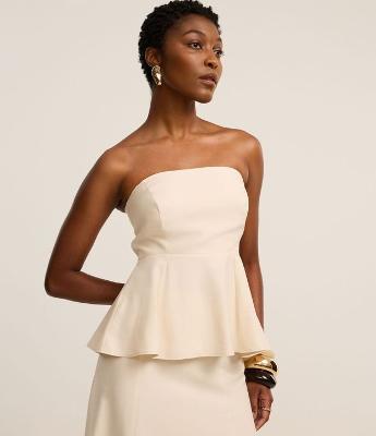 Blusa Peplum Sem Alça com Pences