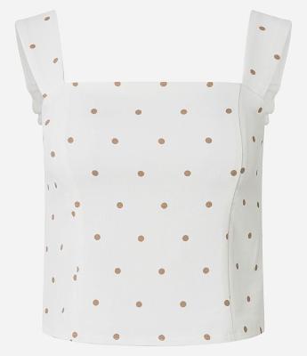 Blusa Texturizado em Piquet com Alça Larga e Estampa Poá