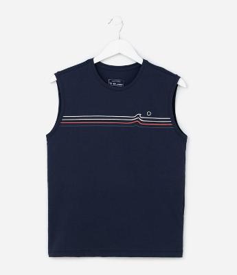 Regata Infantil com Estampa Listras - Tam 5 a 14 Anos