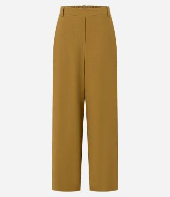 Calça Wide Leg Alfaiatada em Viscose com Listras Contrastantes