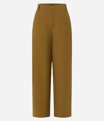 Calça Wide Leg Alfaiatada em Viscose com Listras Contrastantes