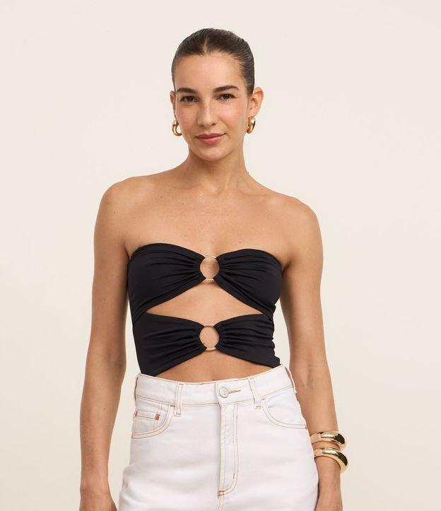 Body em Poliamida Sem Manga com Recortes e Aviamento de Metal - 1