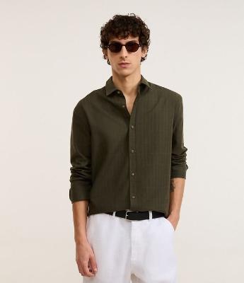 Camisa Comfort em Algodão com Textura Maquinetada