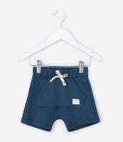 Bermuda Infantil com Bolso Canguru e Textura Waffle - Tam 0 a 18 Meses - 1