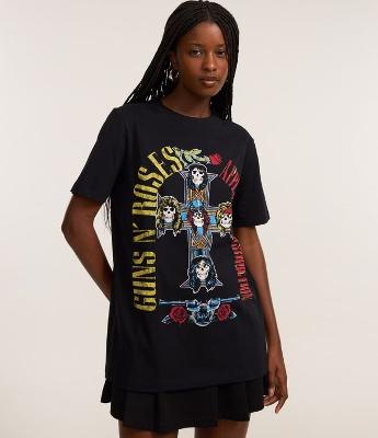 Camiseta em Algodão com Estampa Guns'n'Roses Frente e Costas