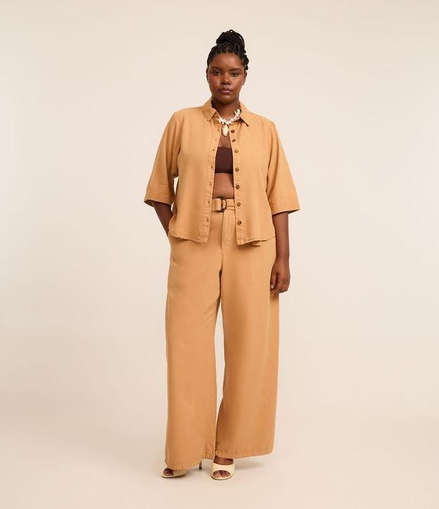 Calça Pantalona em Sarja com Cinto Curve & Plus Size - 1