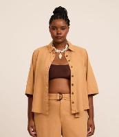 Camisa em Sarja com Pespontos e Barra Larga Curve & Plus Size - 1