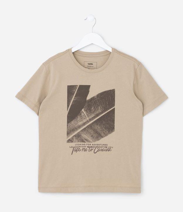 Camiseta Infantil com Estampa Folhagem - Tam 5 a 14  Anos - 1