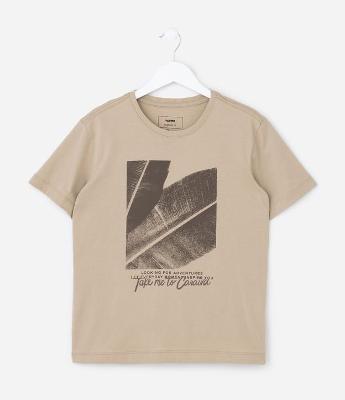 Camiseta Infantil com Estampa Folhagem - Tam 5 a 14  Anos