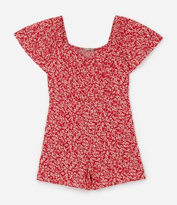 Macaquinho de Viscose com Estampa Liberty e Amarração no Busto Curve & Plus Size