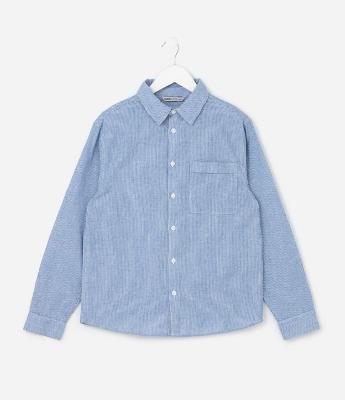 Camisa Infantil com Estampa de Listra e Texturizada - Tam 5 a 14 Anos