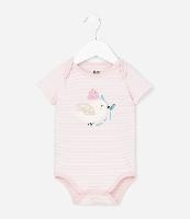 Body Infantil com Estampa de Pássaro e Listras - Tam RN a 18 Meses - 1