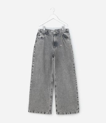 Calça Infantil Wide Leg em Jeans Estonada - Tam 5 a 14 Anos