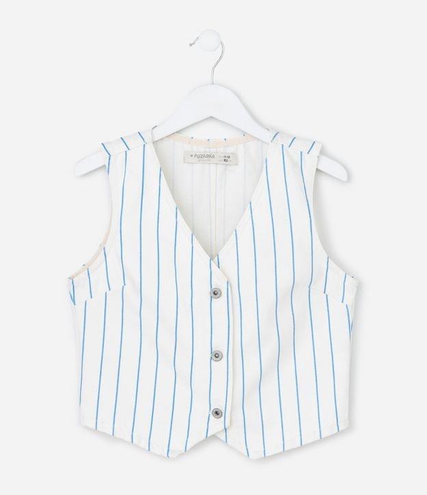 Colete Infantil em Sarja com Estampa Listrada - Tam 5 a 14 Anos - 1