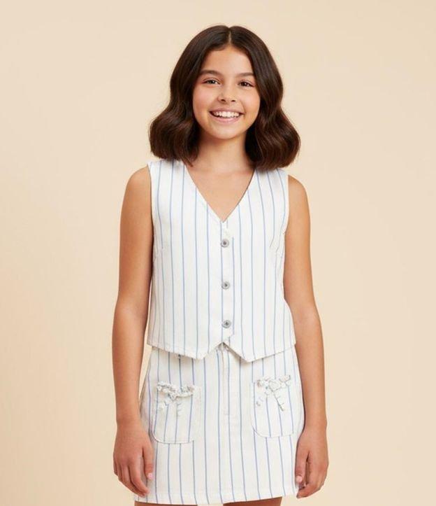 Colete Infantil em Sarja com Estampa Listrada - Tam 5 a 14 Anos - 2